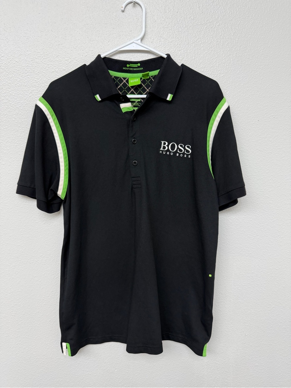 Hugo Boss Green Label Paddy Polo Shirt Mens Large Black Moisture Manager Golf